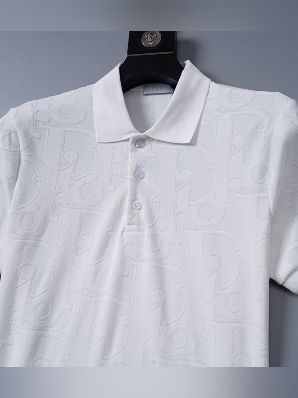 Dior White Tonal Monogram Polo